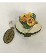 Vintage Katherine&#39;s Collection Box Hinged Miniature Egg Yellow Flower  - $12.00