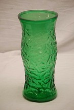 Old Vintage Hoosier Glass 1970s Art Glass Emerald Green Vase w Crinkled Pattern - £19.45 GBP