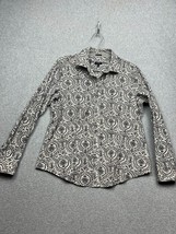 Talbots Button Up Paisley Shirt Womens Petite 10P Long Sleeve Causal - $29.88