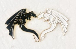 How To Train Your Dragon Toothless &amp; Light Fury Metal Enamel Pins Set of Two NEW - £10.76 GBP