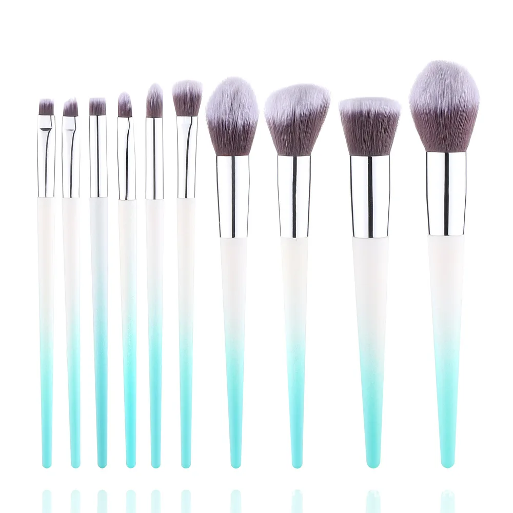 10Pcs/set Tapered Plastic Gradient Handle Makeup Set Brush Blush Loose Powder Co - $68.30