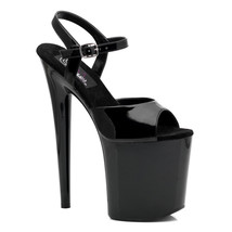 PLEASER FLAM809/B/M Sexy Black Platform Ankle Strap 8&quot; High Heels Stripper Shoes - £47.91 GBP