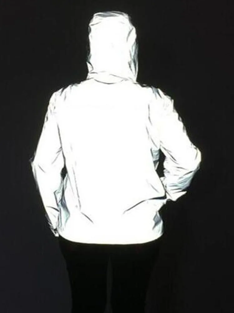 Reflective Jackets 2021 Thin Windbreaker Winter Jacket Men Hip Hop Hooded Coat W - £161.69 GBP