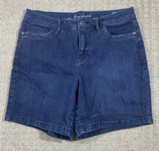 Gloria Vanderbuilt Rhinestone Shorts Slimming Effect Womens 6 Blue Denim - $12.75