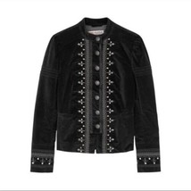 Free People Maven Pintuck Embroidered Black  Velvet  Jacket Size Medium - £94.75 GBP