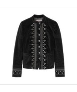 Free People Maven Pintuck Embroidered Black  Velvet  Jacket Size Medium - £90.25 GBP