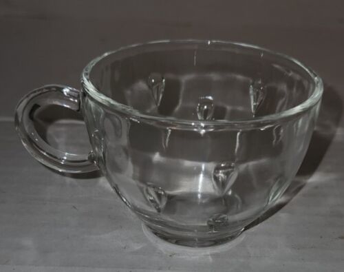 Vintage Clear Glass Punch Cup D Handle Hazel Atlas Teardrop Rain Drop  - $7.99