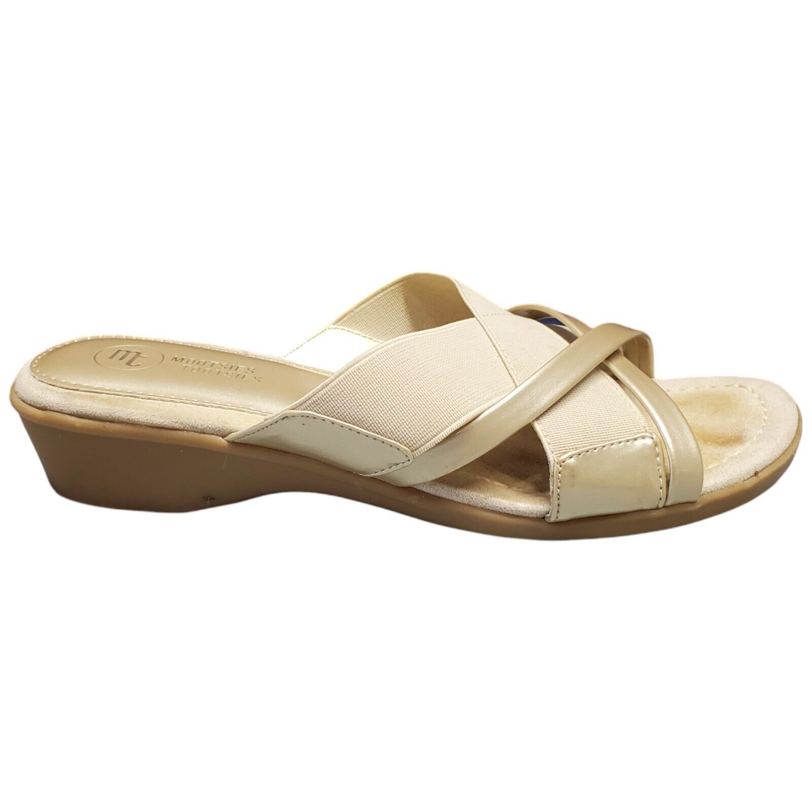 Mootsies Tootsies Strappy Sandals Womens Size 6.5 Champagne Criss Cross ... - $18.49