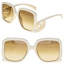 GUCCI 1326 Ivory Brown GG Logo 002 Fashion Oversized Runway Sunglasses GG1326S - £272.03 GBP