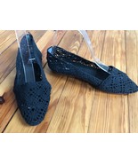 Mile High 7.5 Black Lace Crochet Point Toe Slip On Flats - $15.20