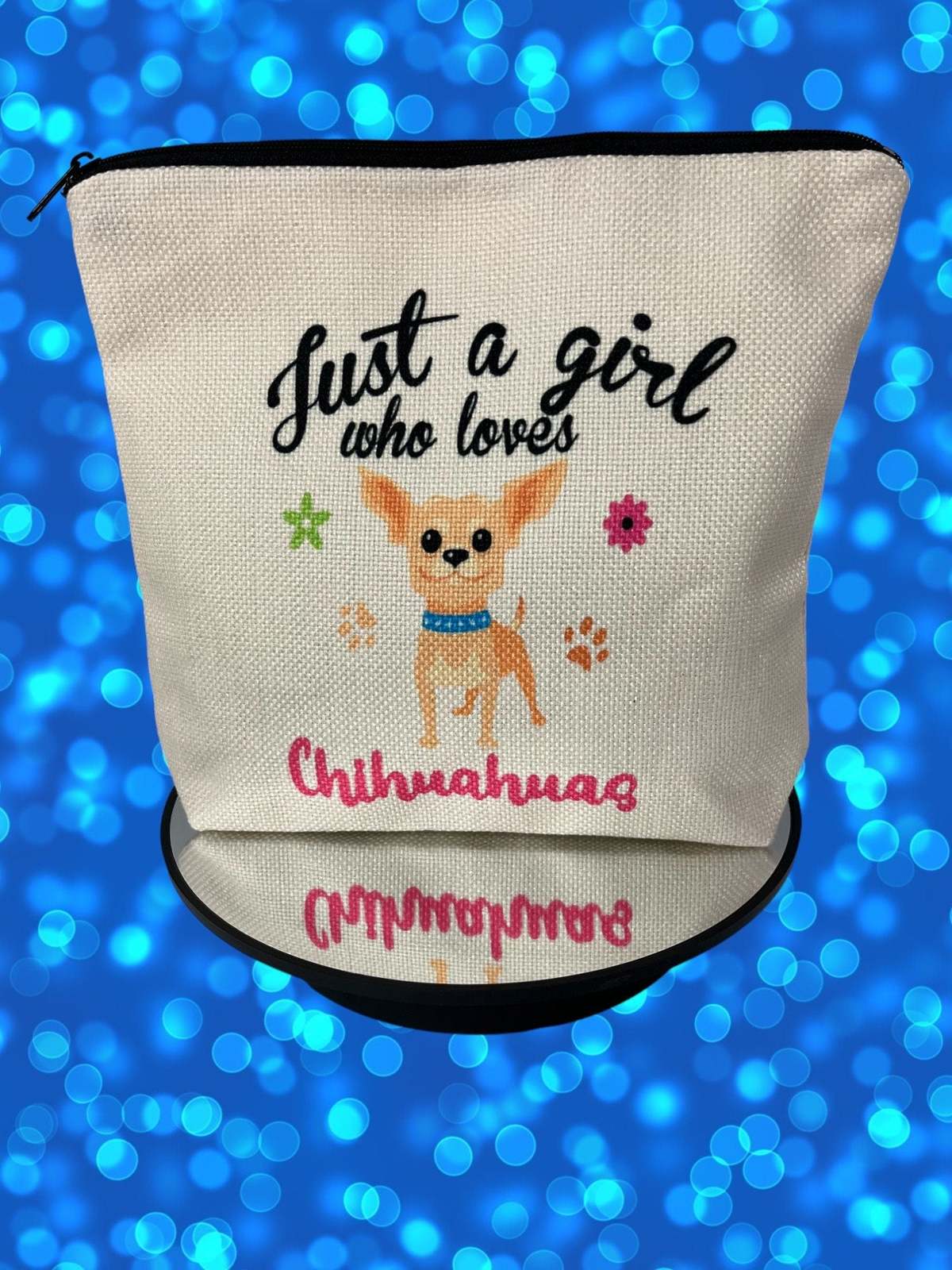 Adorable Chihuahua Print Travel Makeup Bag: Stylish Cosmetic Pouch