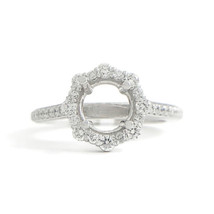 Big Little Round Halo Diamond Engagement Ring Setting Mounting 14K White Gold - £1,195.03 GBP