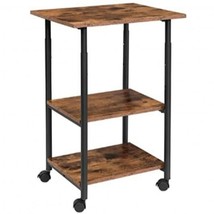 3-tier Adjustable Printer Stand with 360?° Swivel Casters-Brown - Color:... - $137.49