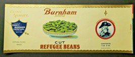 Vintage Burnham Brand Cut Beans Edgett Burnham Co New York 1940s Can Label Z2 - £15.16 GBP