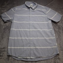 Quicksilver Shirt Mens XL Blue Striped Regular Fit Short Sleeve Button Up - £19.46 GBP