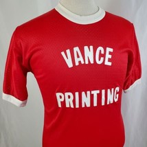 Vintage 70s 80s Softball Jersey Large Red Nylon Mesh Vance Printing, Dow... - $21.95