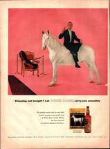 1957 White Horse Scotch Whiskey man in tuxedo on white horse vintage print ad b4 - £21.51 GBP