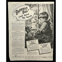 Vicks Vaporub Cold Rub Ointment Vintage Print Ad 30s Buffalo Bill Sick Kid - $19.88