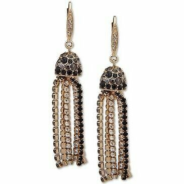 Anne Klein Gold-Tone Ombre Scattered Stone Crystal Tassel Earrings - $20.00