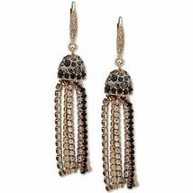 Anne Klein Gold-Tone Ombre Scattered Stone Crystal Tassel Earrings - £15.64 GBP