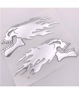 3D Flaming Skull Raised Chrome Decal - £7.01 GBP+