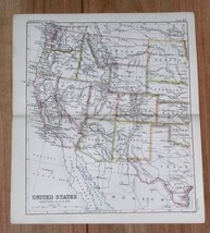 1890 Original Antique Map Western Usa California Arizona Texas - £13.66 GBP