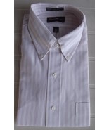 Mens Short Sleeve Button Down pink Pinstriped Oxford Shirt 16 1/2 - £20.39 GBP