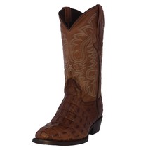 Mens Brown Cowboy Boots Leather Crocodile Back Print Western Wear Round Toe - £87.12 GBP