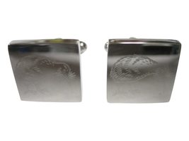 Silver Toned Square Etched Kiwi Bird Cufflinks - £32.14 GBP