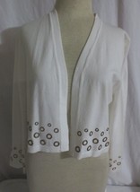 Calvin Klein Sweater Womens Sz Large L  Open Cardigan  White NWT Metal Accents - £23.89 GBP