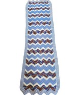 Handmade Crochet Chevron Lap Blanket Sofa Chair Throw Afghan Blue White ... - $22.00