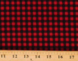 Cotton Red and Black Gingham Check Squares Plaid Fabric Print by Yard D470.45 - £9.53 GBP