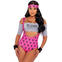 Retro Aerobics Costume Set Workout Playboy Bunny Logo Bodysuit Headband PB144 - £54.51 GBP