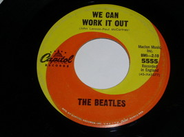The Beatles We Can Work It Out 45 Rpm Vintage Capitol Orange Swirl Label - $18.99