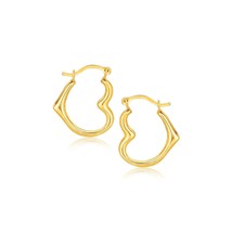 10k Yellow Gold Heart Hoop Earrings - $128.99