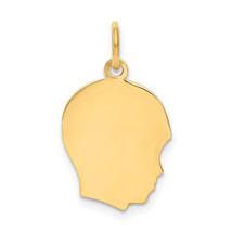 14k Plain Medium .018 Gauge Facing Right Engravable Boy Head Charm XM108/18 - £189.65 GBP