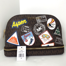 New Michael Kors Aspen Logo Cosmetic Bag  Travel Badges Brushes M8 - $128.69