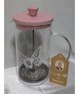 DOLLY PARTON Coffee French Press Glass Pink Butterfly NEW - $447.63 MXN
