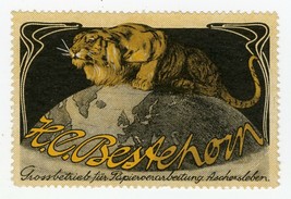 H.C. Bestehorn 1910s Cinderella Poster Stamp Lion Globe Advertising Germany - $99.70