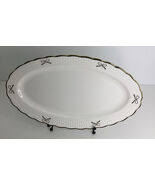 Oval Platter 14” Long Christmas Gold Bows Gold Rims New - $33.39 CAD