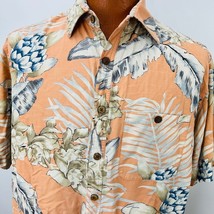 Vtg Island Republic Hawaiian Aloha L Shirt Ginger Flower Palm Leaves Tropical - £35.96 GBP