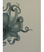 Wall Art Print 19th C Octopus Study 47x65 65x47 Blue Linen Unframed - £565.58 GBP