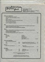 Bakerstreet Seafood Grill Menu Lee Road Orlando Florida 1980&#39;s - £22.15 GBP