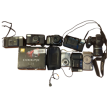 Lot of 9 Assorted Cameras FOR PARTS or Repair Kodak, Fujifilm, Coolpix, ... - £62.54 GBP