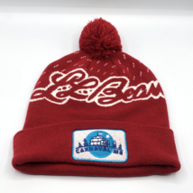 LL Bean Red Logo Knit Pom Beanie Cap Outdoor Winter Carnaval ME Maine - £19.45 GBP