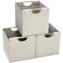 Collapsible Storage Bins, 13X13X13In Storage Cubes Linen Fabric, 3 Pack,... - £58.51 GBP