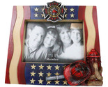 Patriotic Maltese Cross Fireman Helmet Hose Fire Hydrant USA Flag Pictur... - $26.99