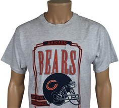 Vtg 90s Chicago Bears T-SHIRT Large Heather Grey Hanes Heavyweight Made In Usa ! - £17.76 GBP