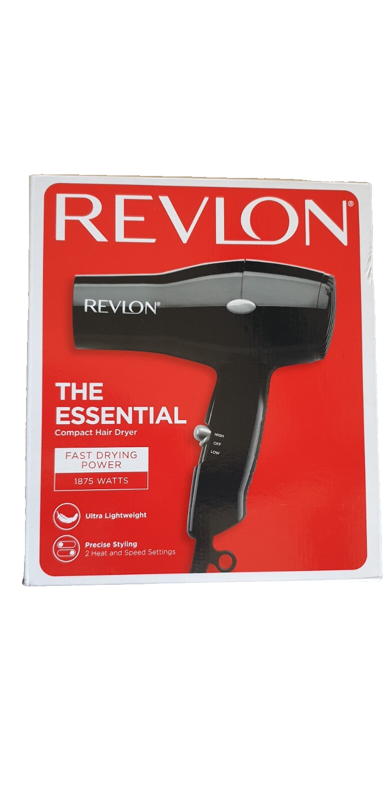 Revlon Compact Hair Dryer Black 1875W Ultra-Lightweight 2 Heat &amp; Speed S... - $14.01
