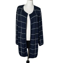 Alfani Open Front Cardigan Long Sweater Duster Blue White Stripe Women S... - £21.79 GBP